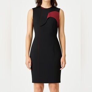 Acne Studios Alix Cut Neo Scuba Midi Dress Black Burgundy Bodycon Size 38 6 S